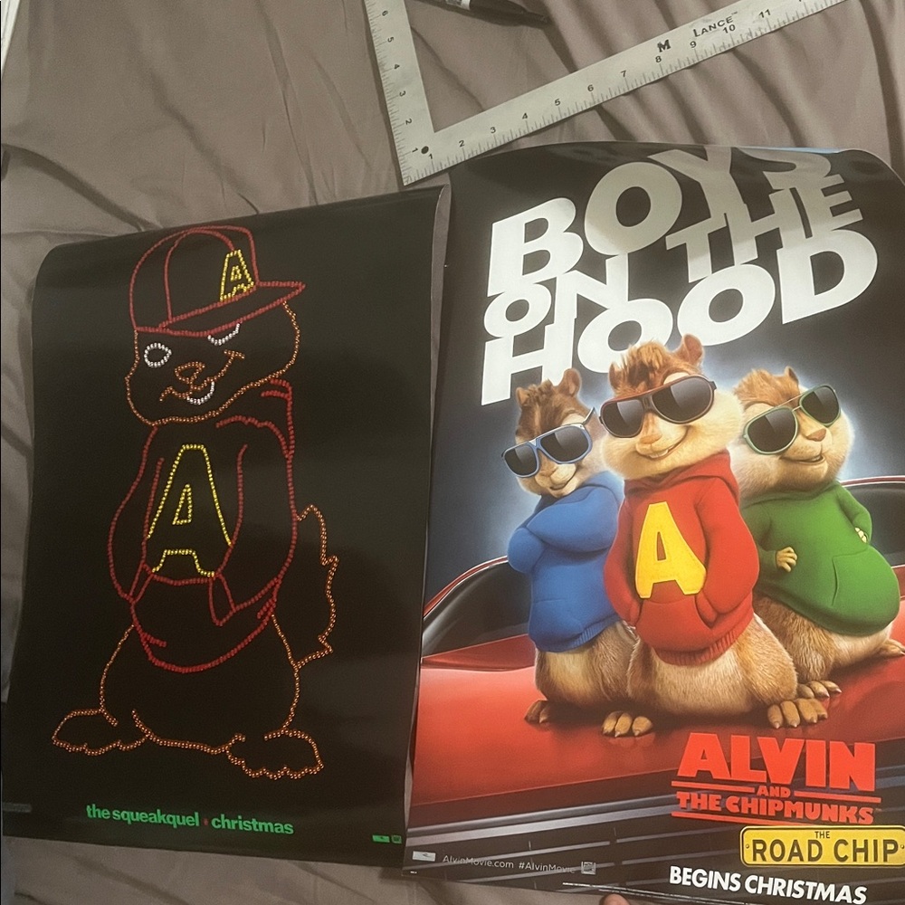Alvin and the Chipmunks Movie Posters (BOTH) 13.5x20 Fox Disney 2009 2015